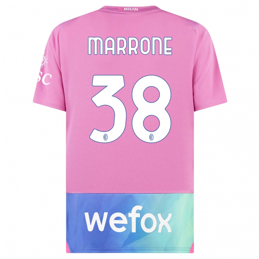 Kids  Federico Marrone #38 Pink Purple Third Jersey 2023/24 T-Shirt