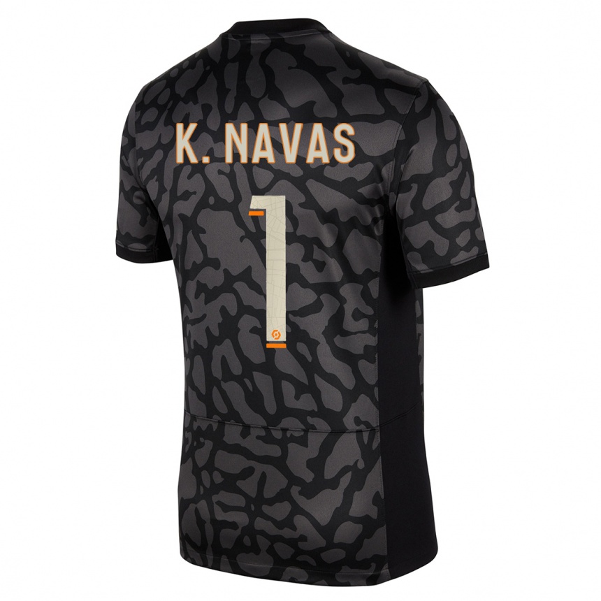 Kids  Keylor Navas #1 Black Third Jersey 2023/24 T-Shirt