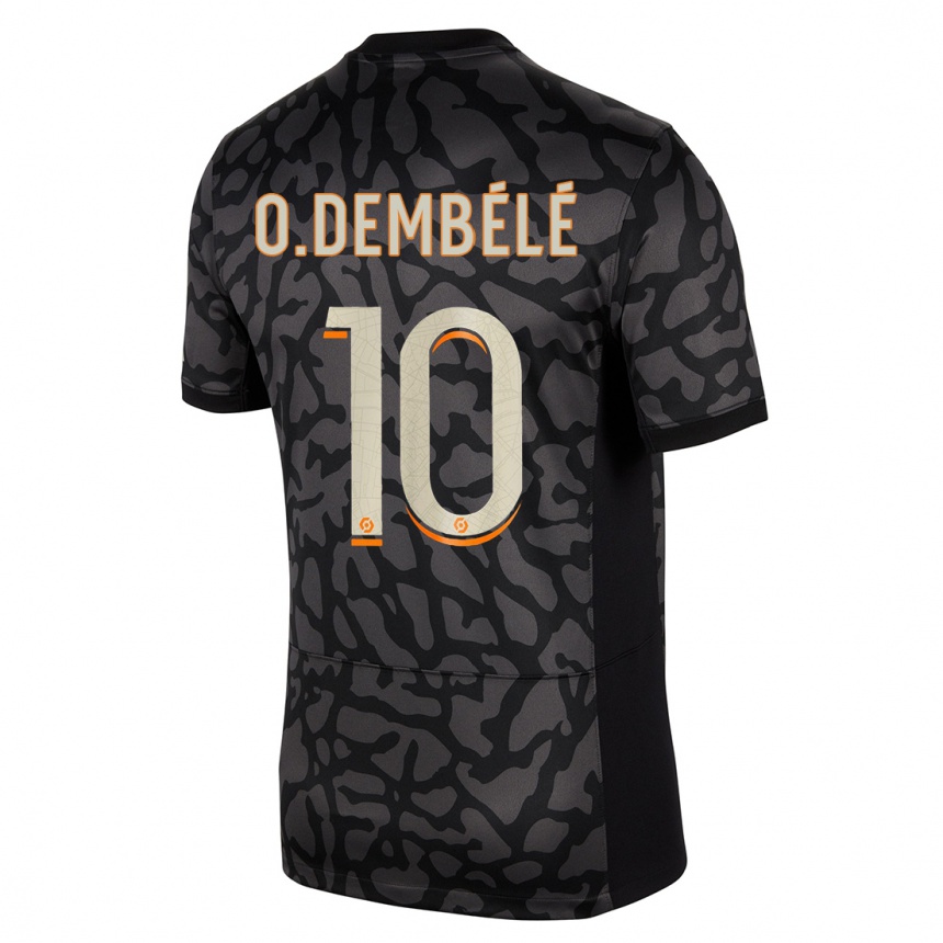 Kids  Ousmane Dembele #10 Black Third Jersey 2023/24 T-Shirt