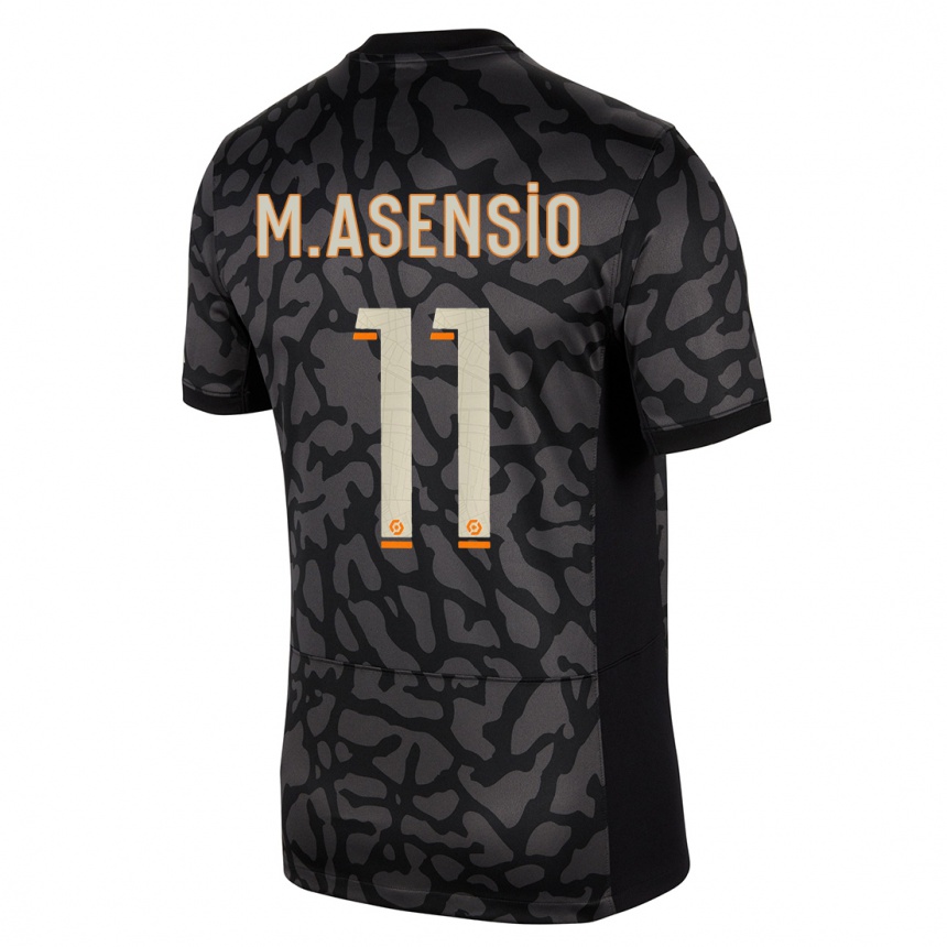 Kids  Marco Asensio #11 Black Third Jersey 2023/24 T-Shirt