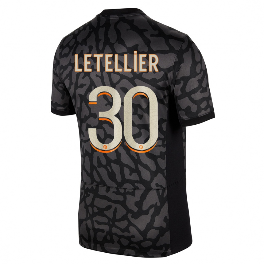 Kids  Alexandre Letellier #30 Black Third Jersey 2023/24 T-Shirt