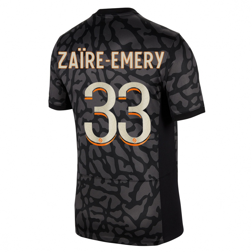 Kids  Warren Zaire Emery #33 Black Third Jersey 2023/24 T-Shirt