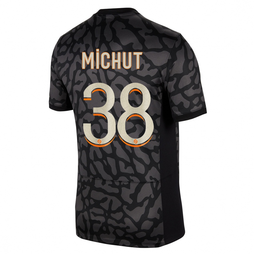 Kids  Edouard Michut #38 Black Third Jersey 2023/24 T-Shirt