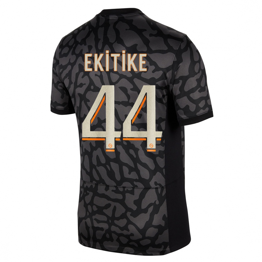 Kids  Hugo Ekitike #44 Black Third Jersey 2023/24 T-Shirt