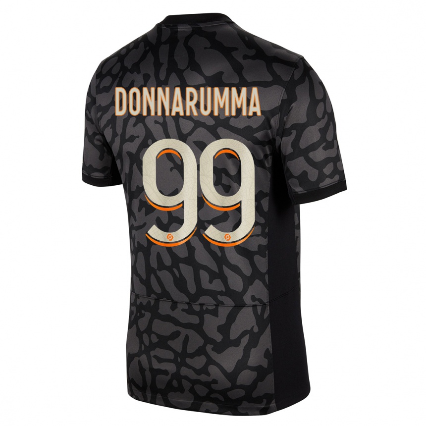 Kids  Gianluigi Donnarumma #99 Black Third Jersey 2023/24 T-Shirt