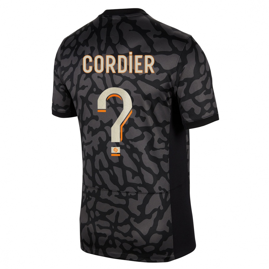 Kids  Thomas Cordier #0 Black Third Jersey 2023/24 T-Shirt