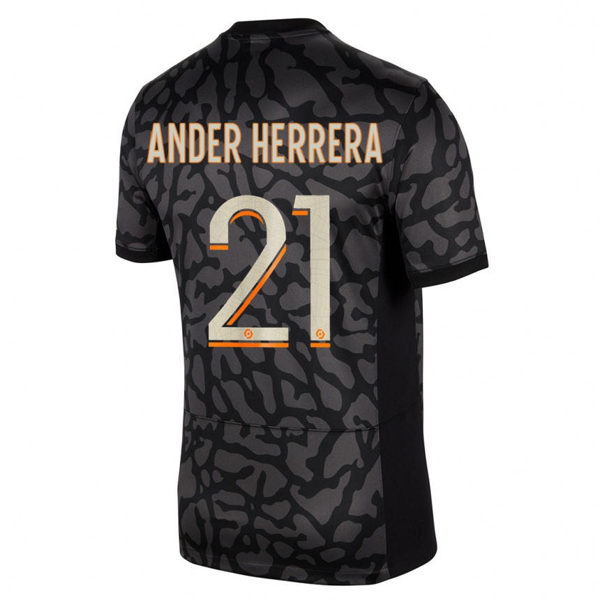 Kids  Ander Herrera #21 Black Third Jersey 2023/24 T-Shirt