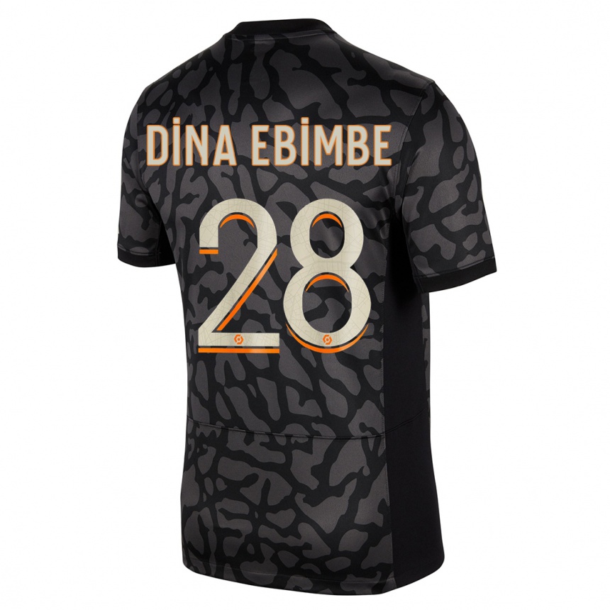 Kids  Eric Junior Dina Ebimbe #28 Black Third Jersey 2023/24 T-Shirt