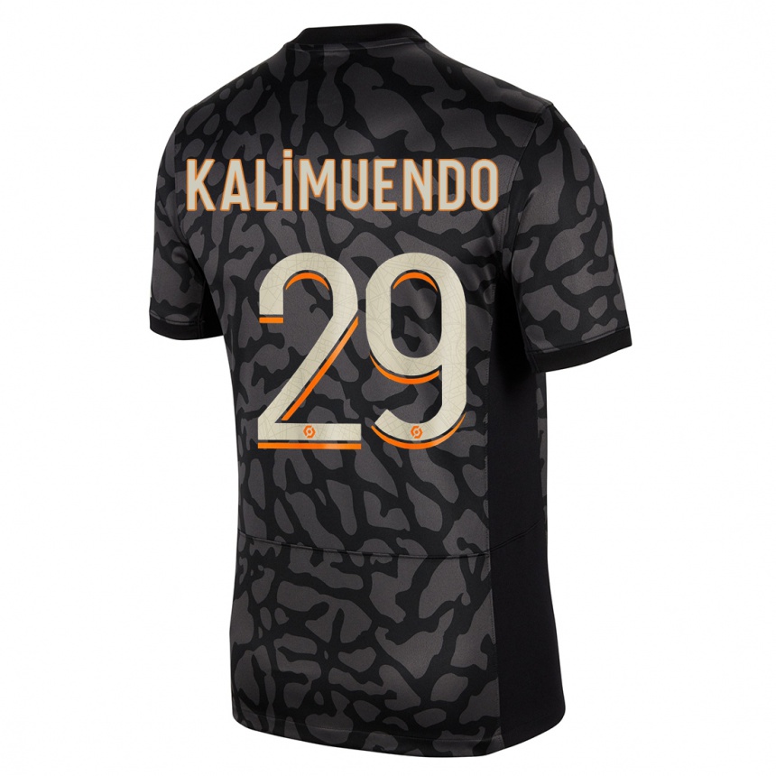 Kids  Arnaud Kalimuendo #29 Black Third Jersey 2023/24 T-Shirt