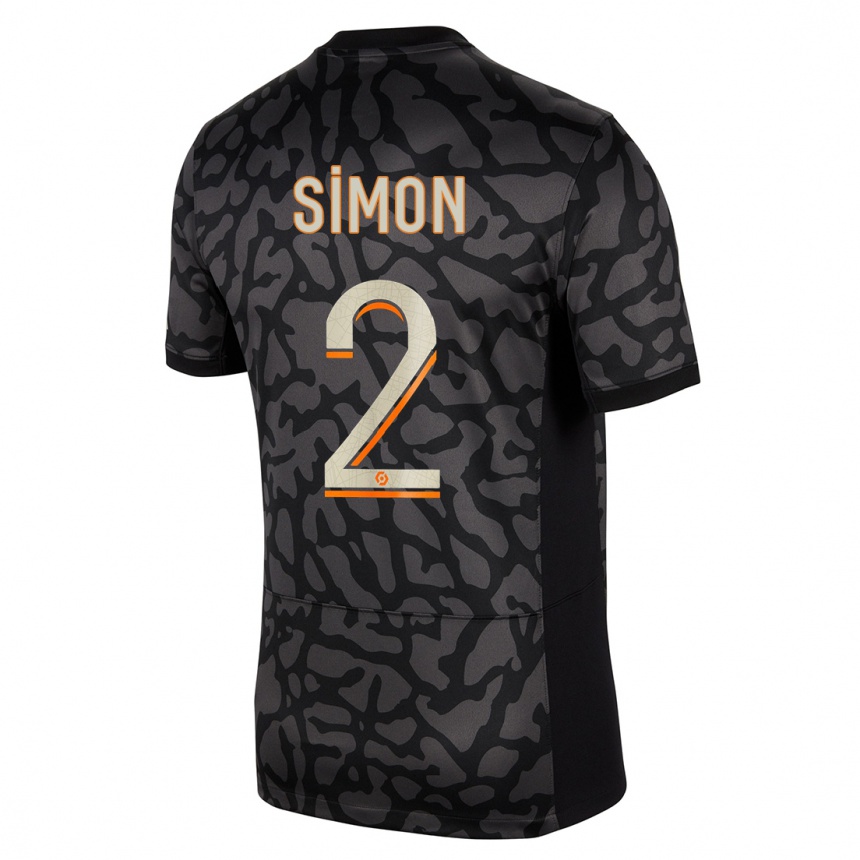 Kids  Benedicte Simon #2 Black Third Jersey 2023/24 T-Shirt