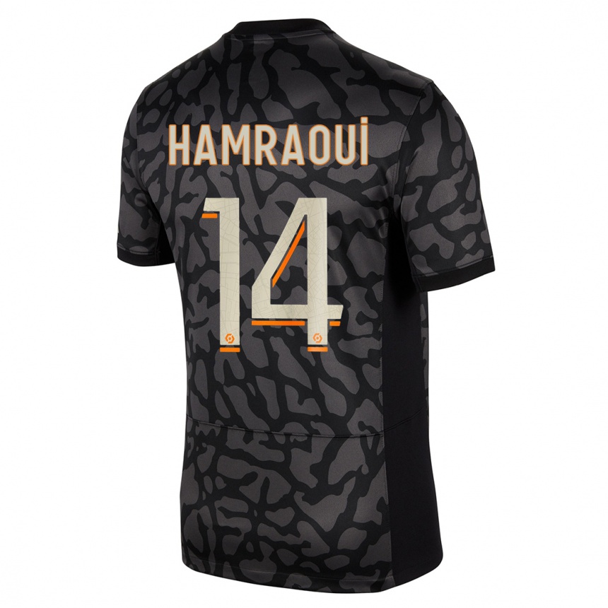 Kids  Kheira Hamraoui #14 Black Third Jersey 2023/24 T-Shirt