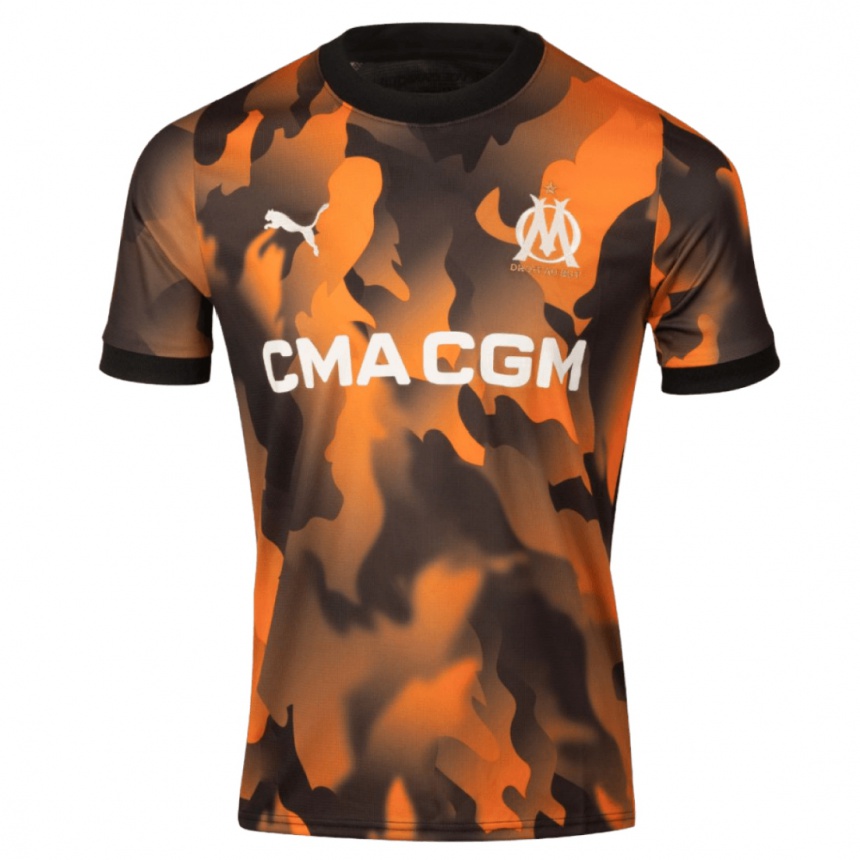 Kids  Milan Guendouzi #0 Black Orange Third Jersey 2023/24 T-Shirt