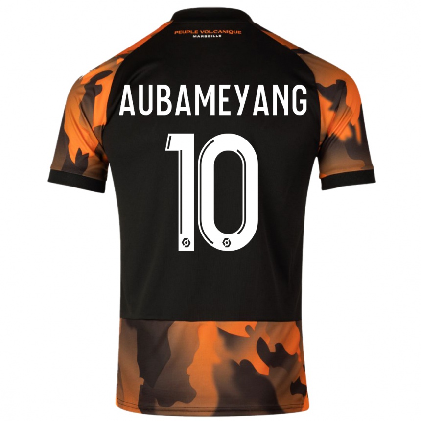 Kids  Pierre-Emerick Aubameyang #10 Black Orange Third Jersey 2023/24 T-shirt