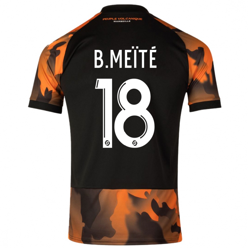 Kids  Bamo Meïté #18 Black Orange Third Jersey 2023/24 T-Shirt