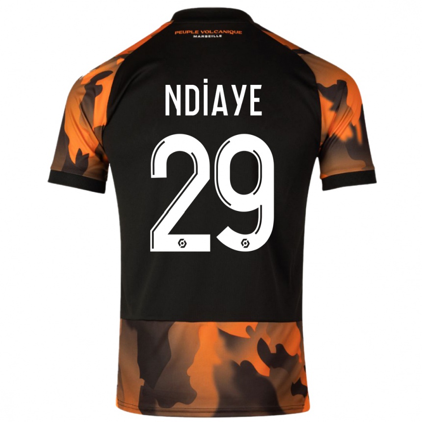 Kids  Iliman Ndiaye #29 Black Orange Third Jersey 2023/24 T-Shirt