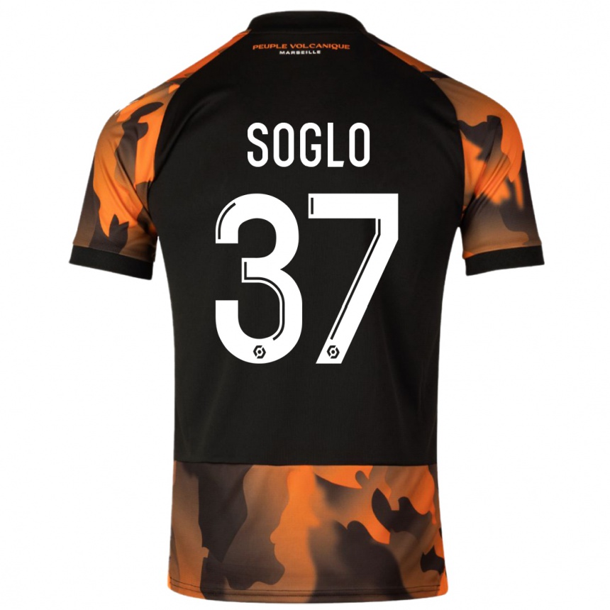 Kids  Emran Soglo #37 Black Orange Third Jersey 2023/24 T-Shirt