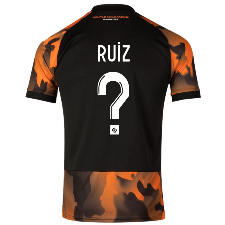 Kids  Pedro Ruiz #0 Black Orange Third Jersey 2023/24 T-Shirt