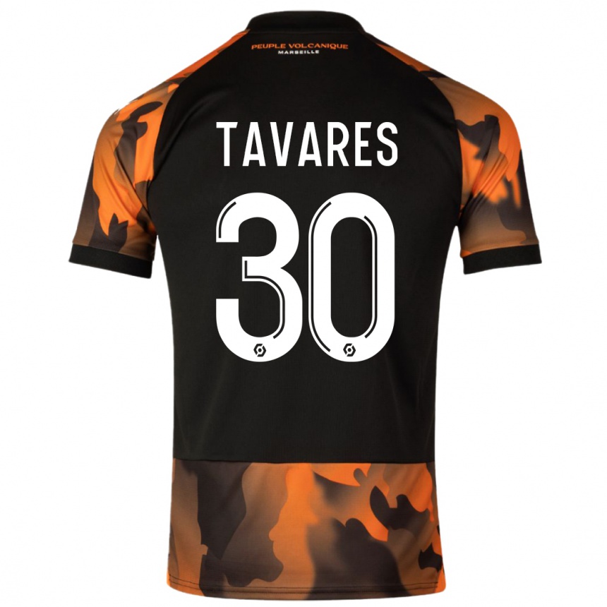 Kids  Nuno Tavares #30 Black Orange Third Jersey 2023/24 T-Shirt