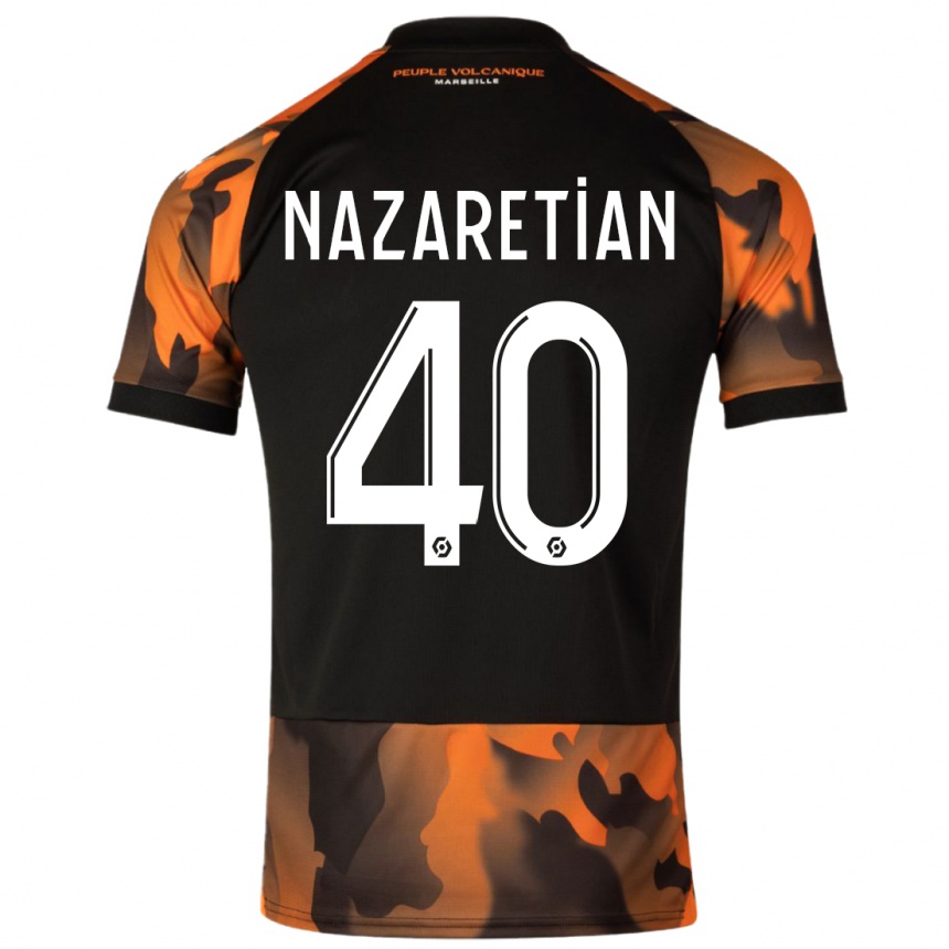 Kids  Manuel Nazaretian #40 Black Orange Third Jersey 2023/24 T-Shirt