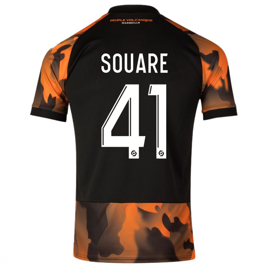 Kids  Cheick Souare #41 Black Orange Third Jersey 2023/24 T-Shirt