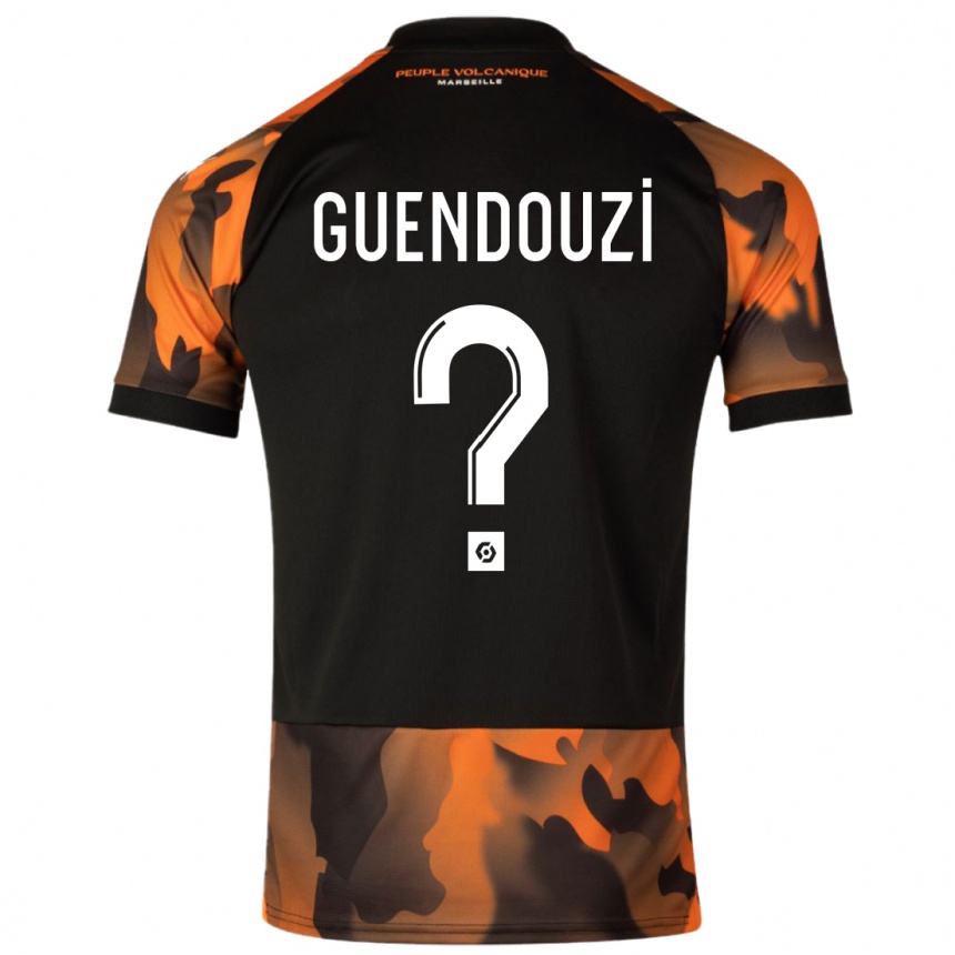 Kids  Milan Guendouzi #0 Black Orange Third Jersey 2023/24 T-Shirt