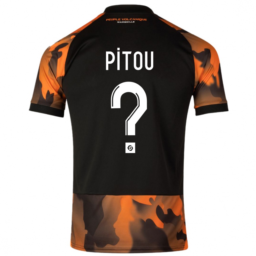 Kids  Jonathan Pitou #0 Black Orange Third Jersey 2023/24 T-Shirt