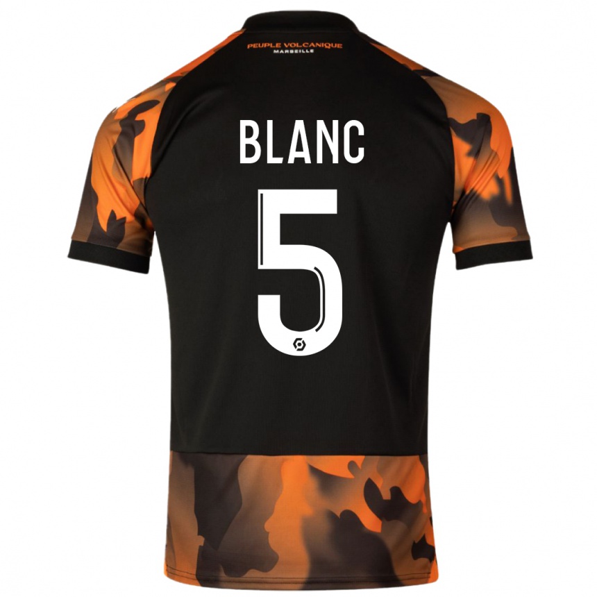 Kids  Amandine Blanc #5 Black Orange Third Jersey 2023/24 T-Shirt