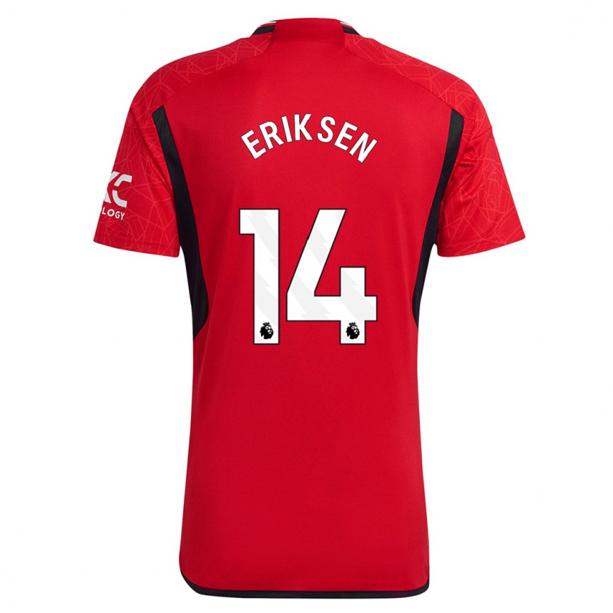 Men  Christian Eriksen #14 Red Home Jersey 2023/24 T-Shirt