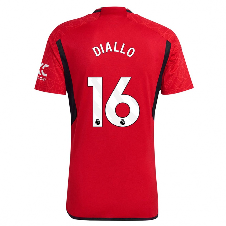 Men  Amad Diallo #16 Red Home Jersey 2023/24 T-Shirt