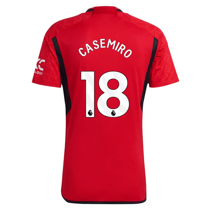 Men  Casemiro #18 Red Home Jersey 2023/24 T-Shirt