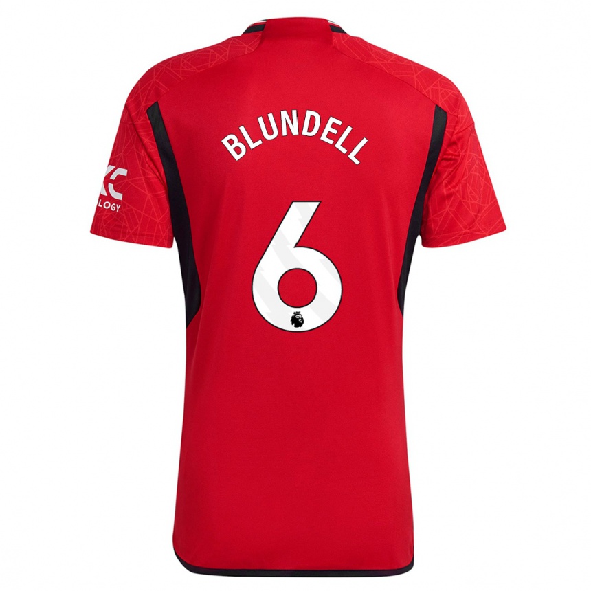 Men  Hannah Blundell #6 Red Home Jersey 2023/24 T-Shirt