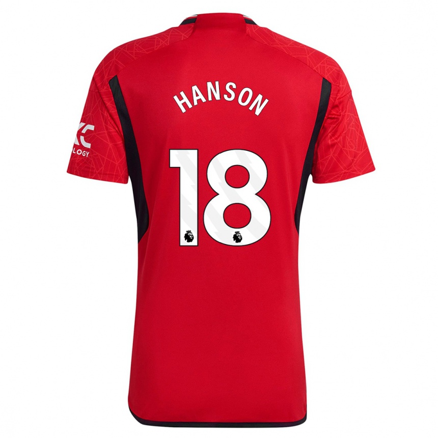 Men  Kirsty Hanson #18 Red Home Jersey 2023/24 T-Shirt