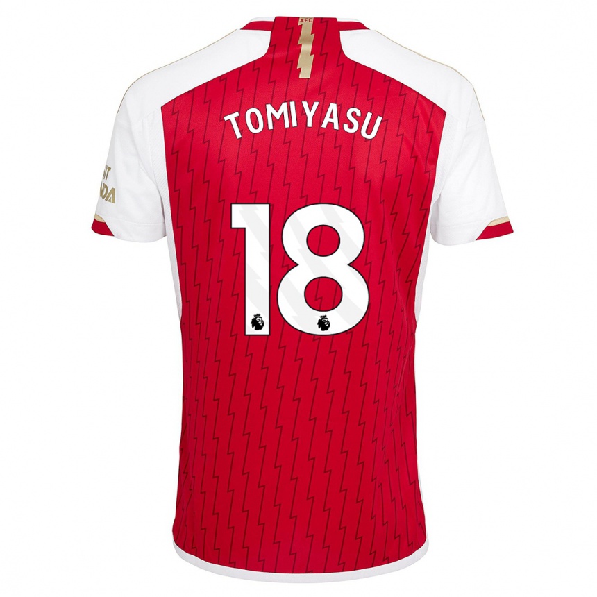 Men  Takehiro Tomiyasu #18 Red Home Jersey 2023/24 T-Shirt