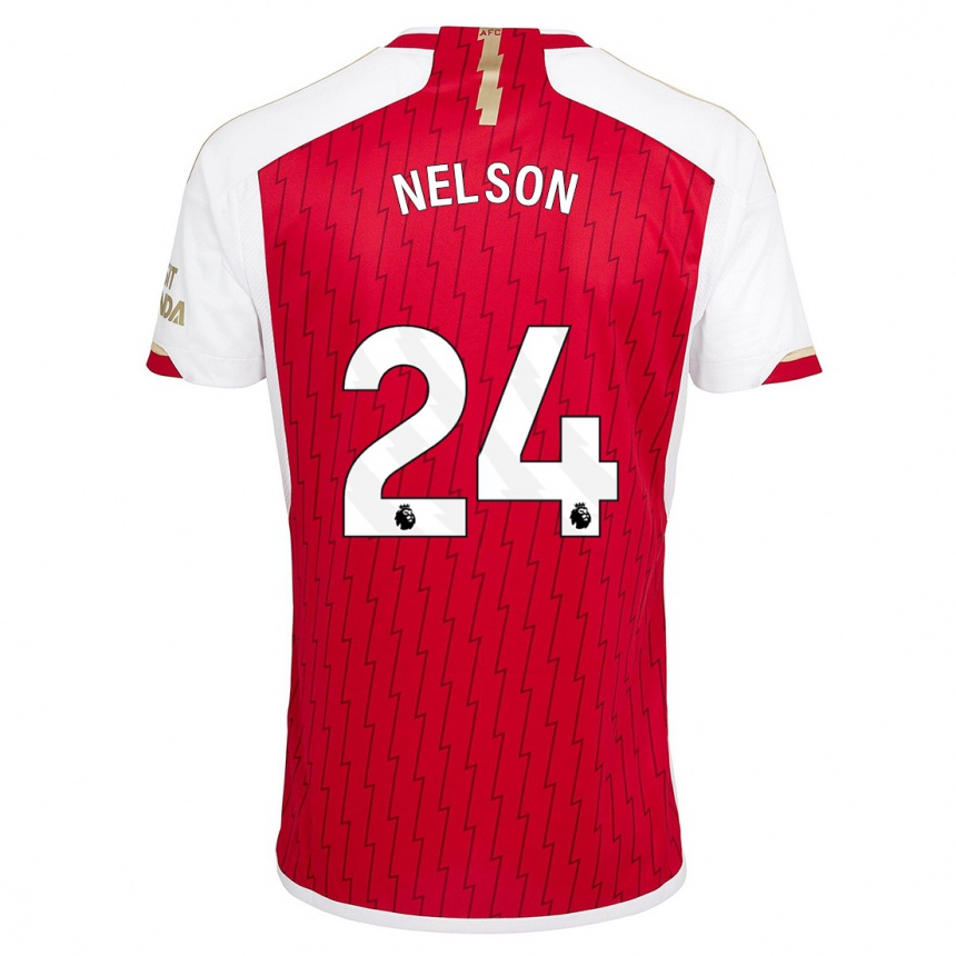 Men  Reiss Nelson #24 Red Home Jersey 2023/24 T-Shirt