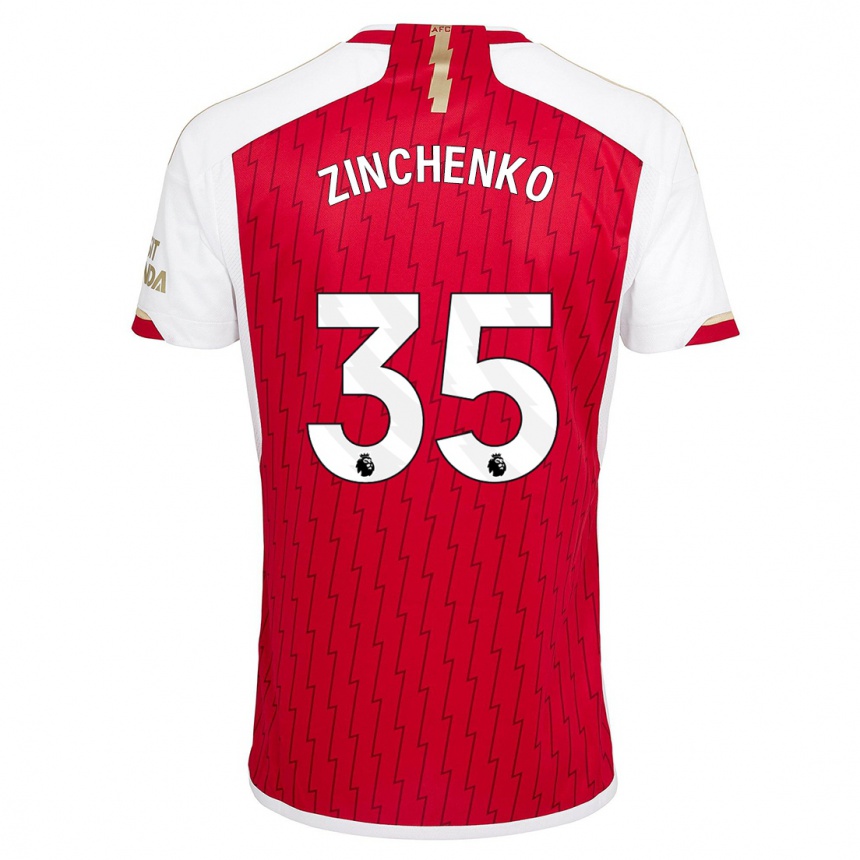 Men  Oleksandr Zinchenko #35 Red Home Jersey 2023/24 T-Shirt