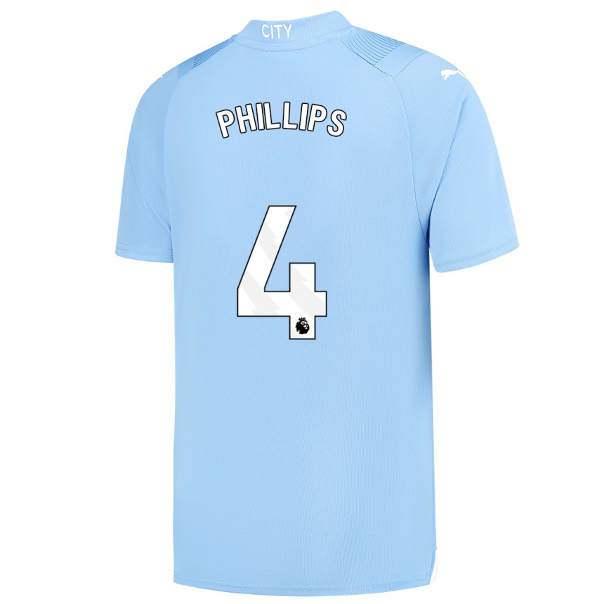 Men  Kalvin Phillips #4 Light Blue Home Jersey 2023/24 T-Shirt