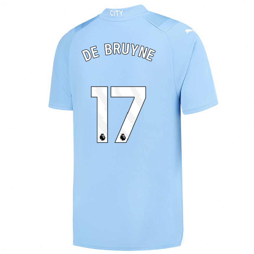 Men  Kevin De Bruyne #17 Light Blue Home Jersey 2023/24 T-Shirt