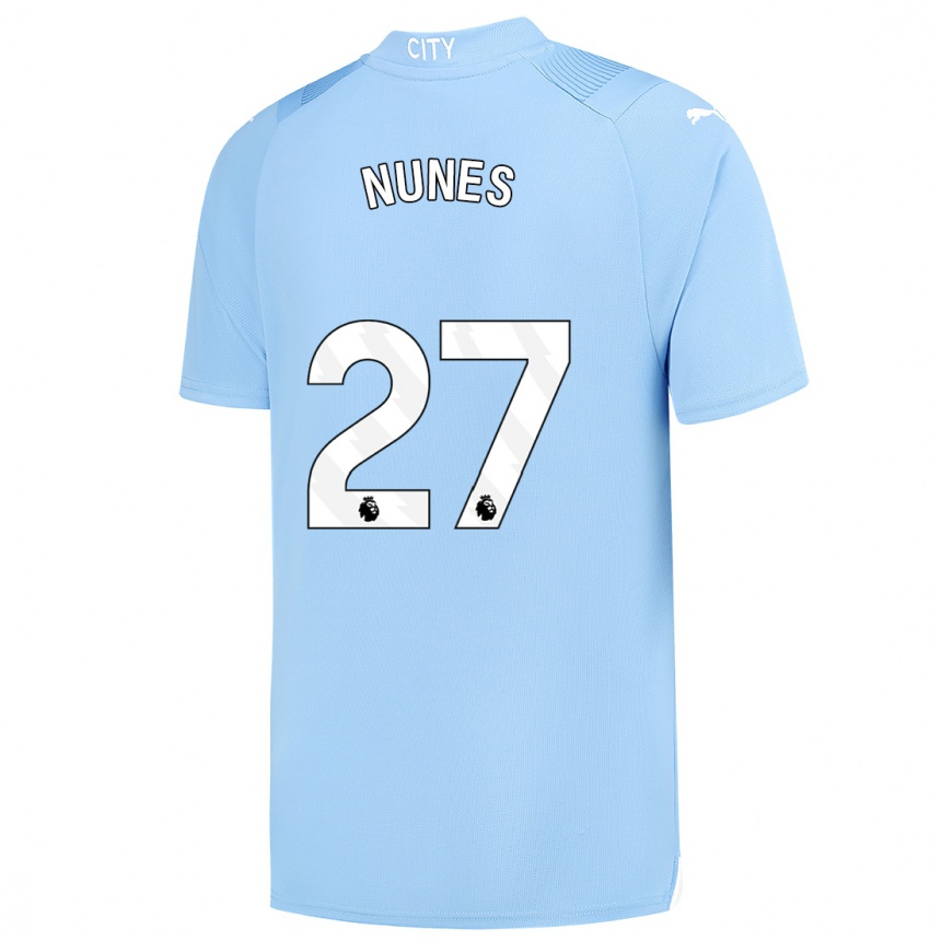 Men  Matheus Nunes #27 Light Blue Home Jersey 2023/24 T-Shirt