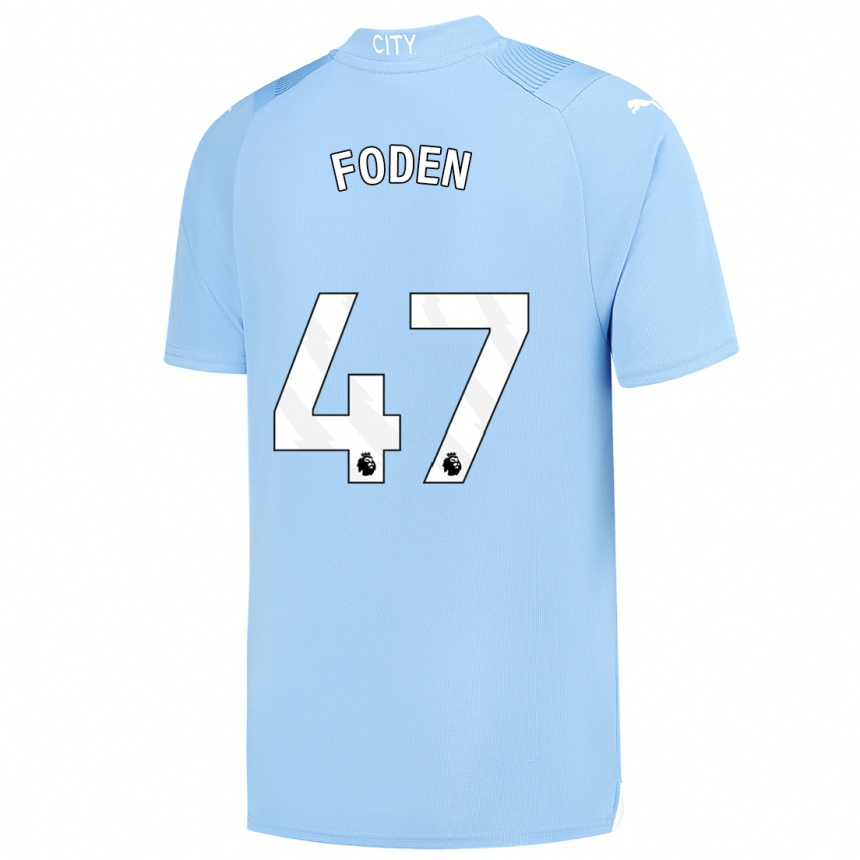 Men  Phil Foden #47 Light Blue Home Jersey 2023/24 T-Shirt