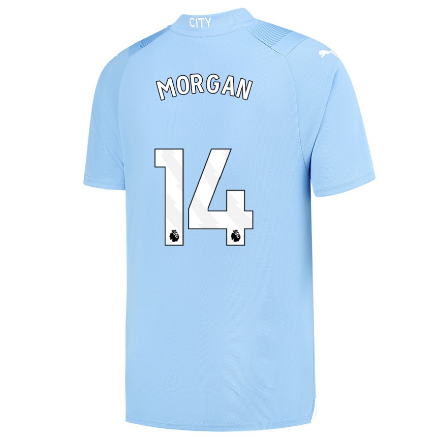 Men  Esme Morgan #14 Light Blue Home Jersey 2023/24 T-Shirt