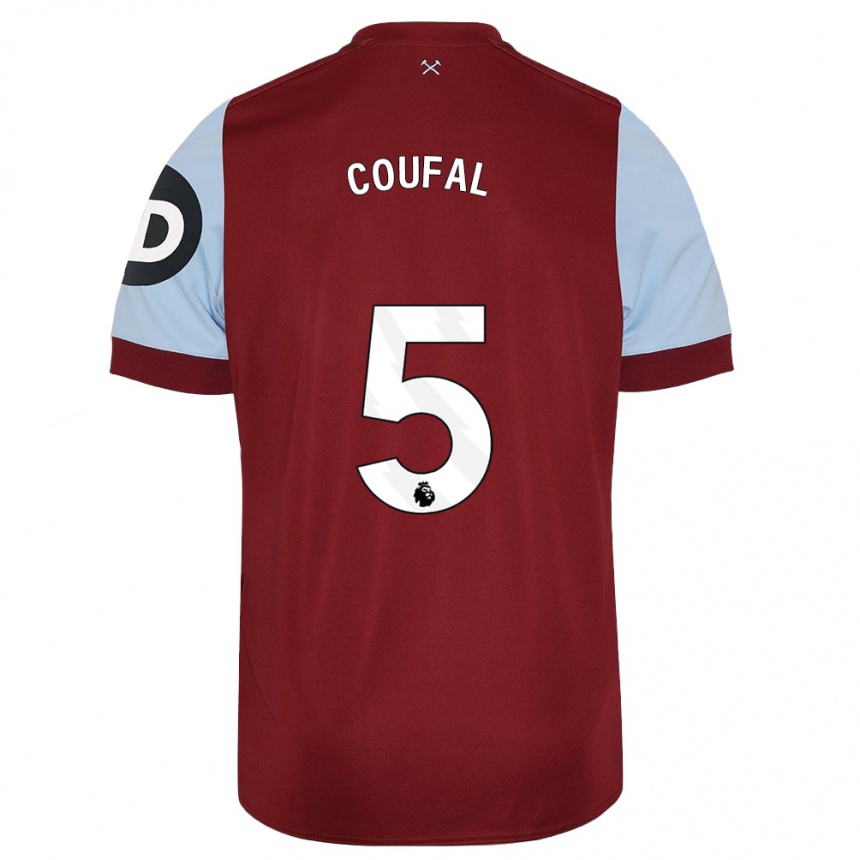 Men  Vladimir Coufal #5 Maroon Home Jersey 2023/24 T-Shirt