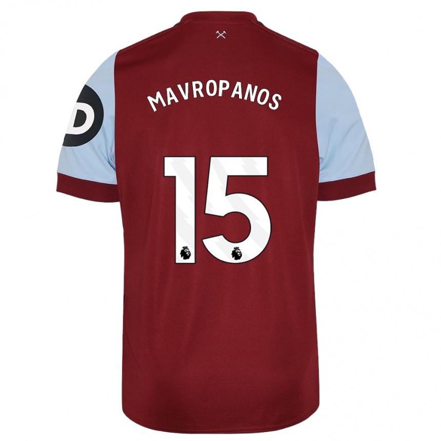 Men  Konstantinos Mavropanos #15 Maroon Home Jersey 2023/24 T-Shirt