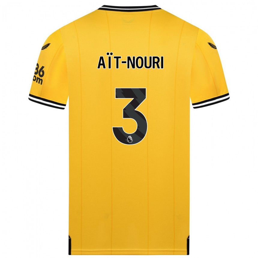 Men  Rayan Ait-Nouri #3 Yellow Home Jersey 2023/24 T-Shirt