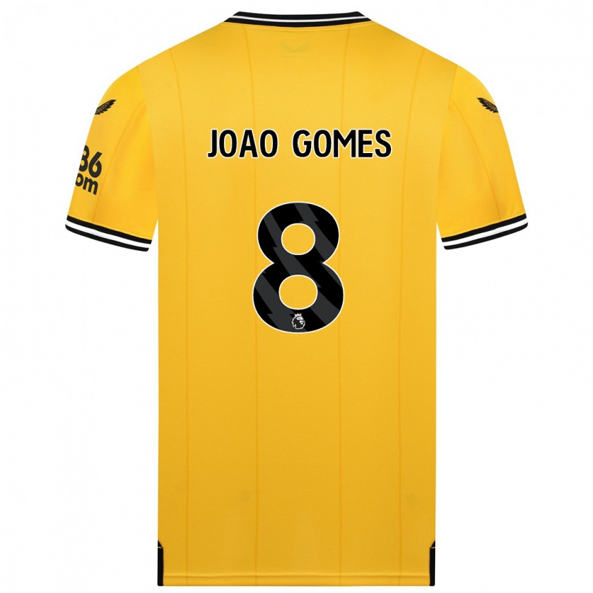 Men  João Gomes #8 Yellow Home Jersey 2023/24 T-Shirt