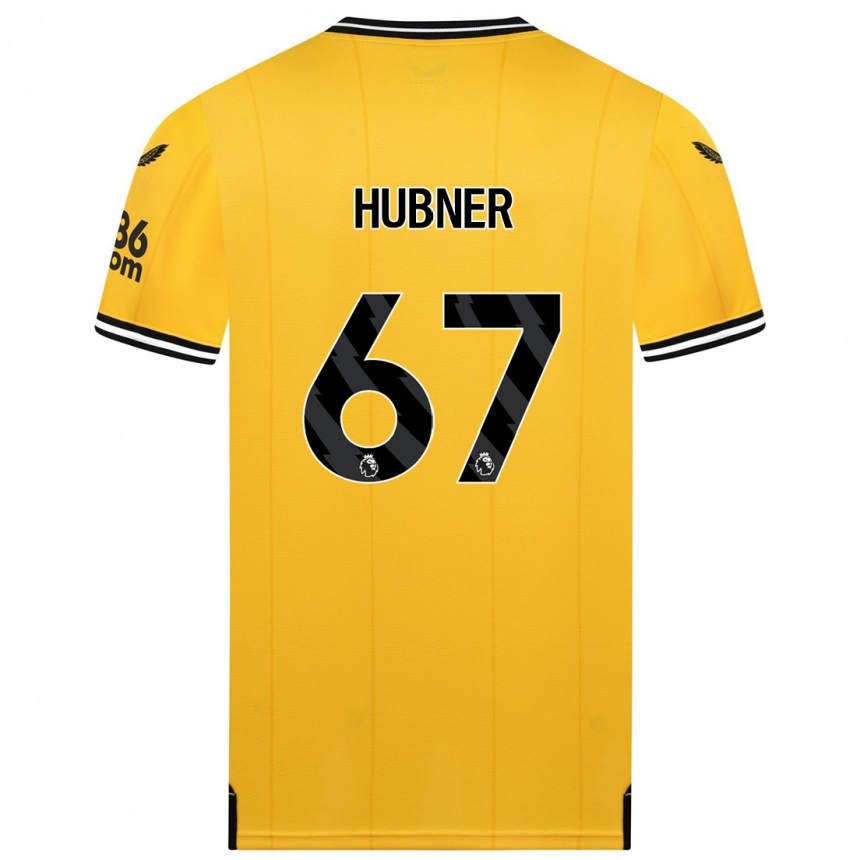 Men  Justin Hubner #67 Yellow Home Jersey 2023/24 T-Shirt