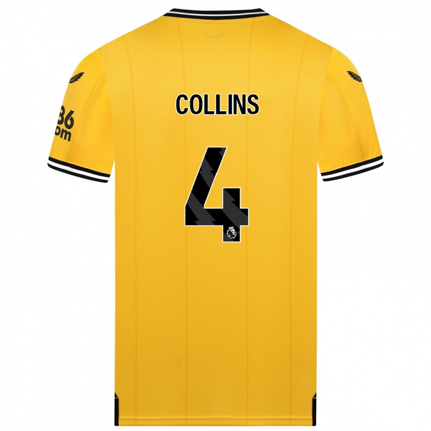 Men  Nathan Collins #4 Yellow Home Jersey 2023/24 T-Shirt