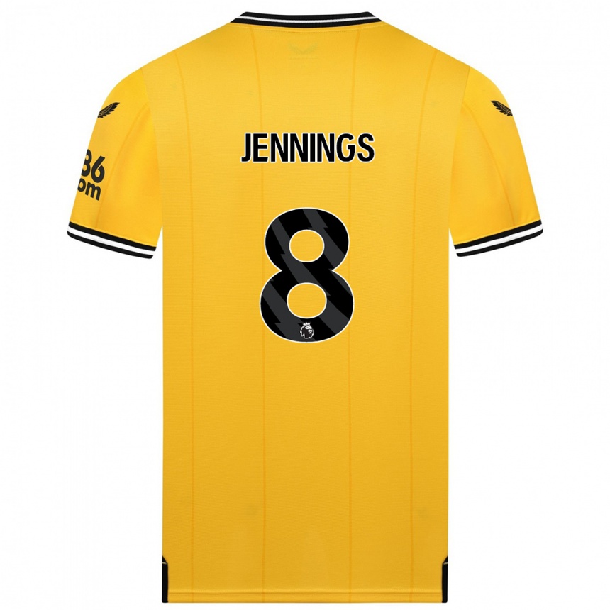Men  Shannie Jennings #8 Yellow Home Jersey 2023/24 T-Shirt
