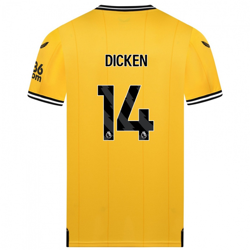 Men  Amy Dicken #14 Yellow Home Jersey 2023/24 T-Shirt