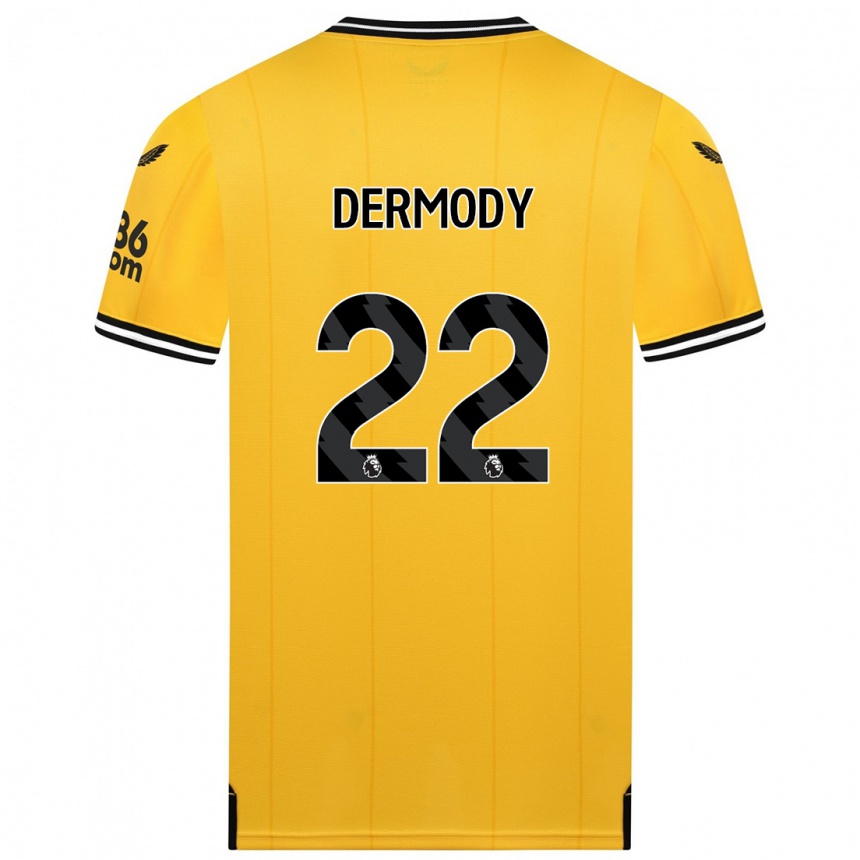 Men  Helen Dermody #22 Yellow Home Jersey 2023/24 T-Shirt