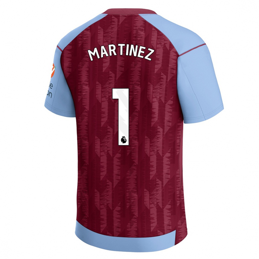 Men  Emiliano Martinez #1 Claret Blue Home Jersey 2023/24 T-Shirt